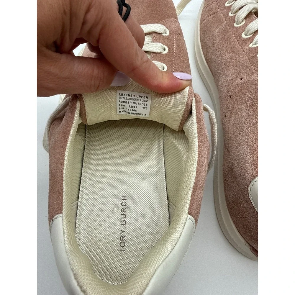 Tory Burch Howell Court Rose Pink Suede Sneakers Womens 11M 12849 Low Top Shoes